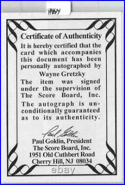 Wayne Gretzky 91-92 Ud Score Board Certified Autograph#309/999 With Coa