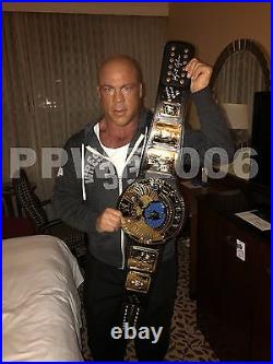 Wwe Kurt Angle Hand Signed Attitude World Championship Adult Belt With Proof Coa