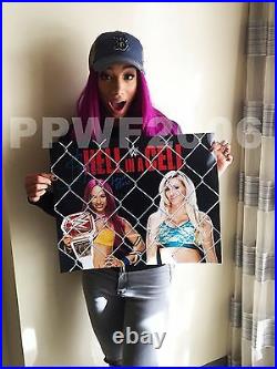 Wwe Sasha Banks & Charlotte Flair Hand Signed 16x20 Photo With Proof Beckett Coa