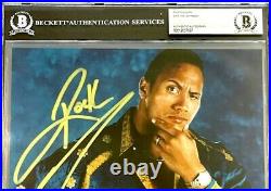 Wwe The Rock Hand Signed Autographed 8x10 Photo With Beckett Encapsulated Coa