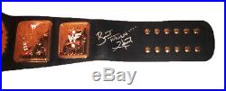 Wwf Wwe Bret Hart And Mickfoley Hand Signed Adult Size Attitude Belt With Coa